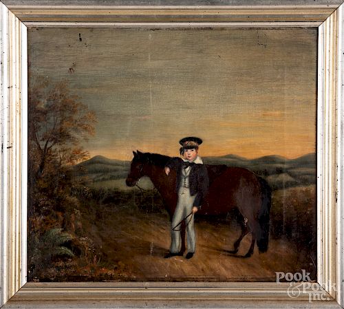 Oil on canvas of a boy with a horse