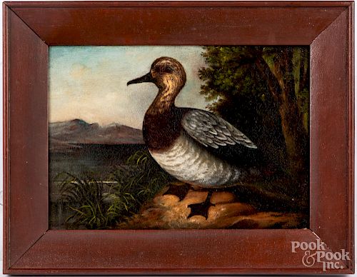 Oil on canvas of a duck