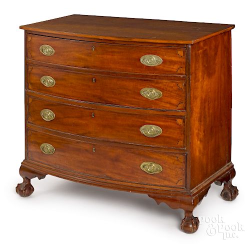 New England Chippendale mahogany bowfront chest