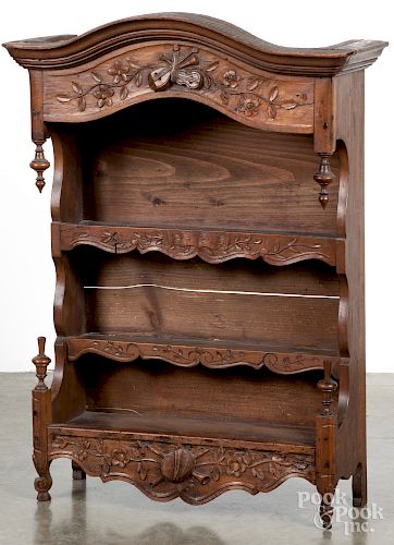 Italian carved fruitwood table top cabinet