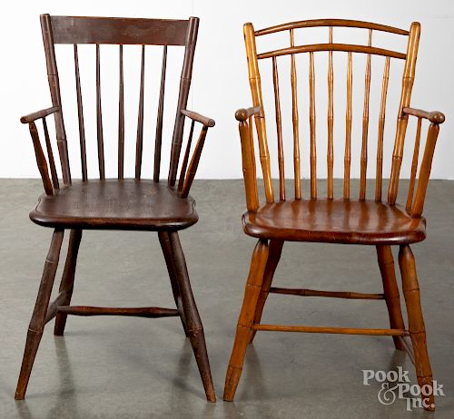 Two rodback Windsor chairs