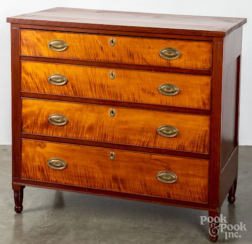 Pennsylvania Sheraton tiger maple chest of drawers