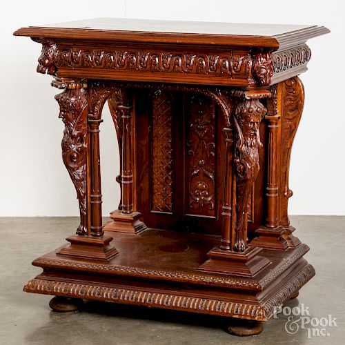 Gothic revival carved mahogany server