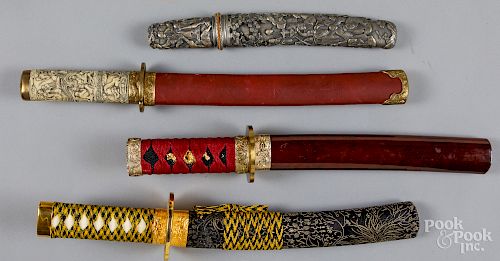 Four contemporary Japanese tanto combat knives