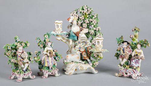 Four porcelain bocage groups