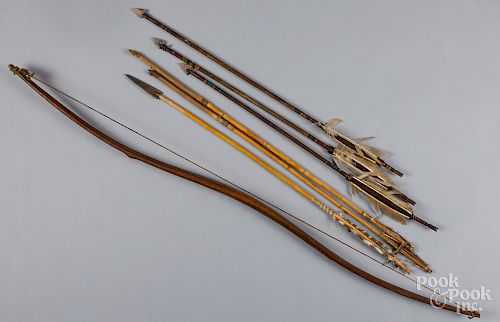 Native American Indian child's bow with arrows