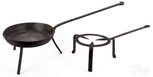 Wrought iron skillet and trivet