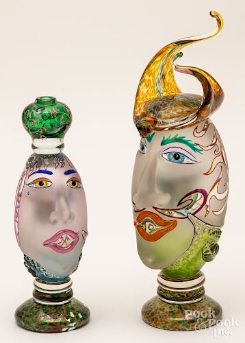 Two pieces of Kurt and Lynda Carlson figural glas