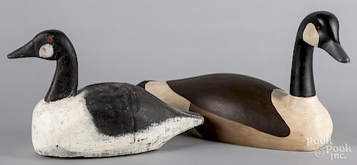 Carved and painted Canada Goose decoy, etc.