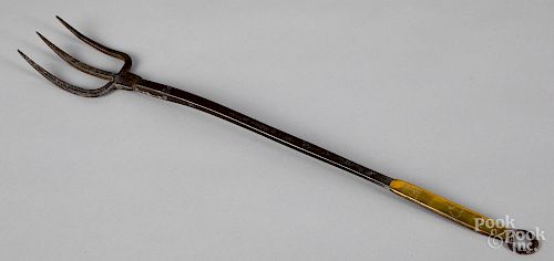 Wrought iron brass inlaid fork