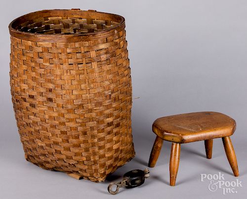 Split oak pack basket, etc.