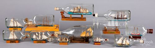 Twelve contemporary ships in a bottle