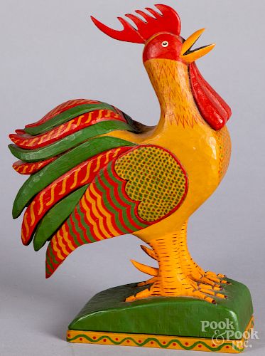 Paul Tyson carved and painted rooster