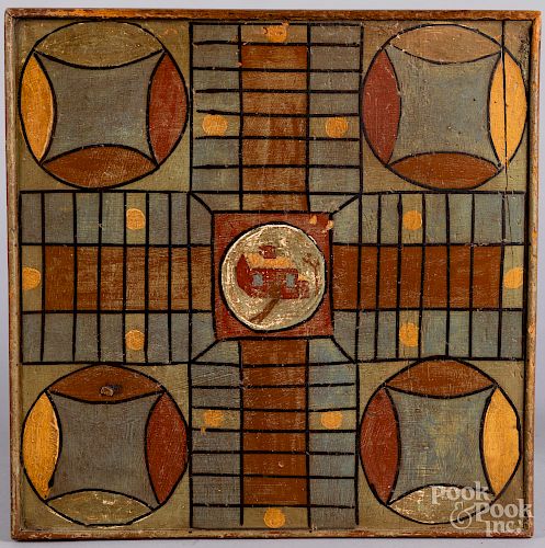 Painted pine parcheesi board