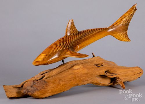 Laminated carved shark