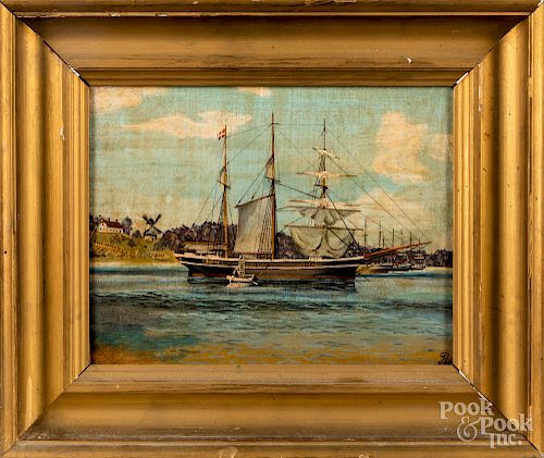 Dutch oil on canvas ship portrait
