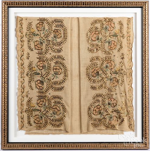 Embroidered metallic thread show towel