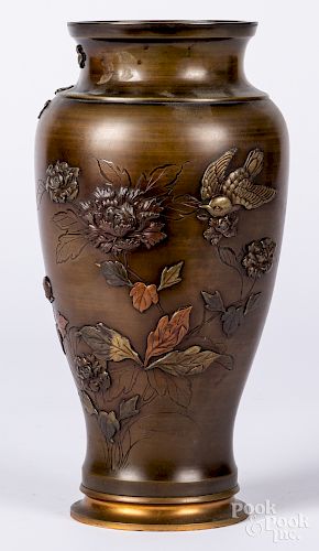 Oriental mixed metal vase