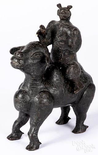 Chinese bronze camel with rider