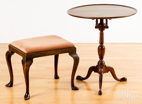 Queen Anne style stool, etc.