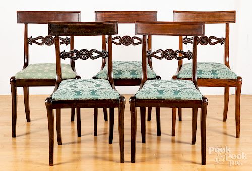 Set of five classical mahogany dining chairs