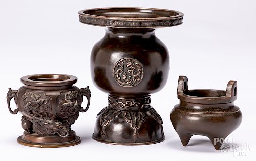Chinese bronze censer, etc.