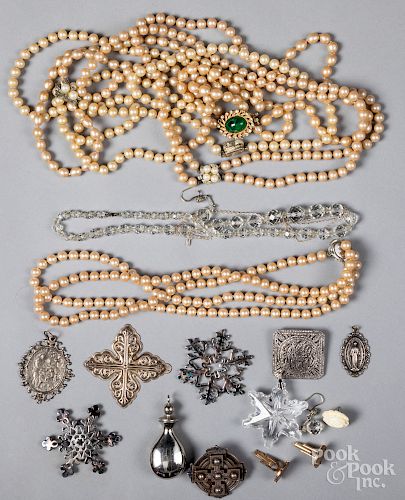 Group of costume and sterling silver jewelry