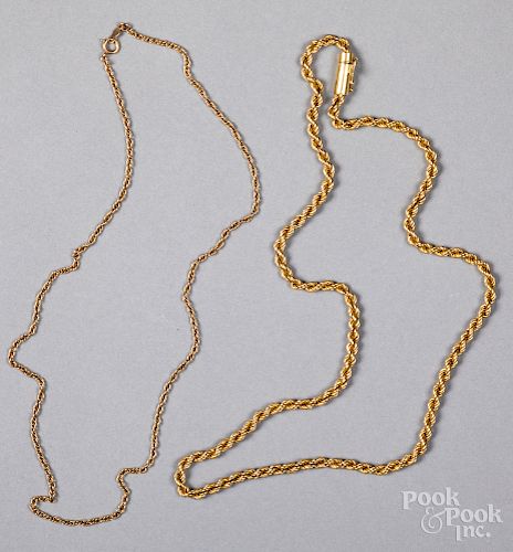 Two 14K yellow gold necklaces