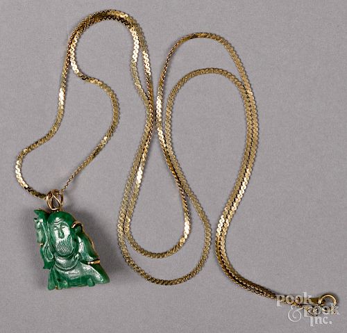 14K yellow gold necklace with jade pendant