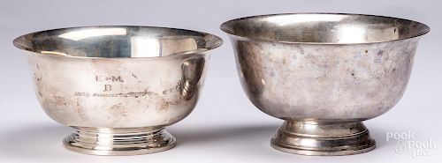Two Paul Revere reproduction sterling silver bowls