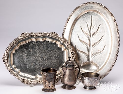 Tiffany and Co. silver-soldered serving tray, etc.