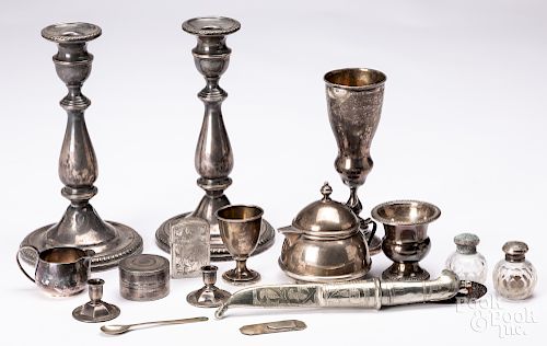 Group of sterling silver, weighted silver, etc.