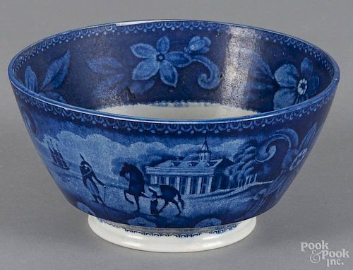 Historical blue Staffordshire Mount Vernon small bowl, 19th c., 3 1/4'' h., 6 1/4'' dia.