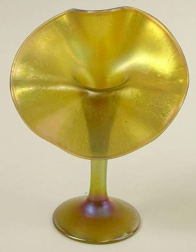 Antique Tiffany Favrile Iridescent Glass "Jack In The Pulpit" Vase.