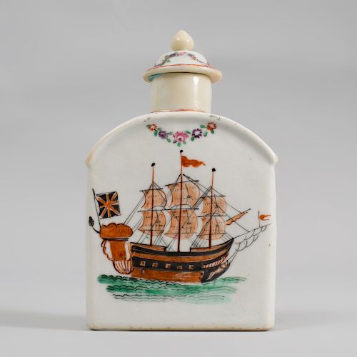 Chinese Export Porcelain Famille Rose Tea Caddy and Cover