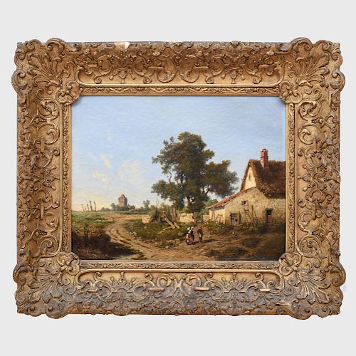 Alexis DaligÌ© de Fontenay (1813-1892): Rural Landscape with a Distant Castle