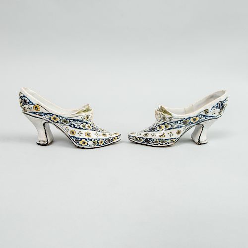 Pair of Lille Faience Lady's Shoes 