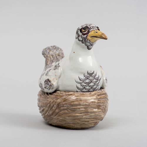 Continental Faience Bird Tureen and Cover