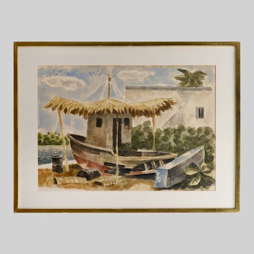 Fletcher Martin (1904-1979): Boat in a Sub-Tropical Setting