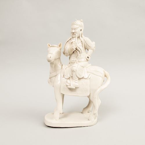  Chinese White Glazed Porcelain Equestrian Group