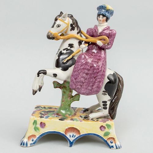 English Pottery Figure of an Equestrienne