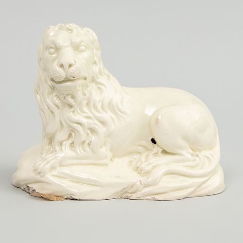 Staffordshire Creamware Model of a Recumbent Lion