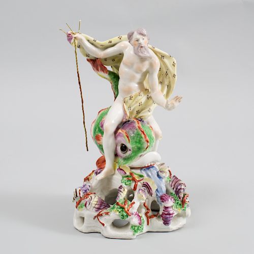  Bow Porcelain Figure of Neptune Emblematic of the Sea