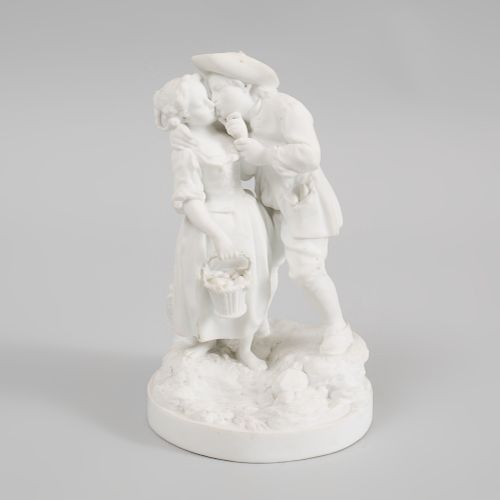 French Biscuit Porcelain Figure Group of Lovers