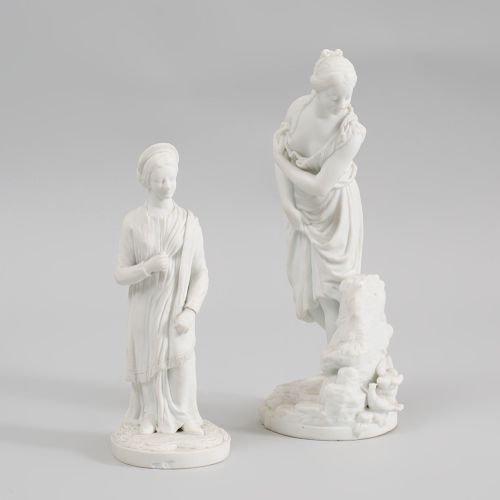 Niderviller Biscuit Porcelain of a Bather and Another of a Roman Matron