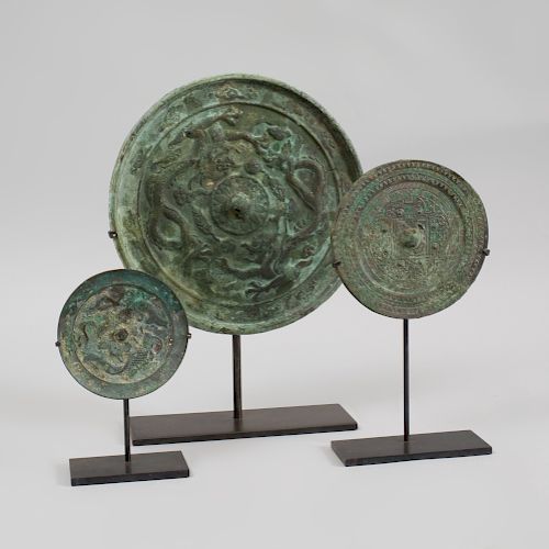 Three Chinese Archaistic Bronze Mirrors
