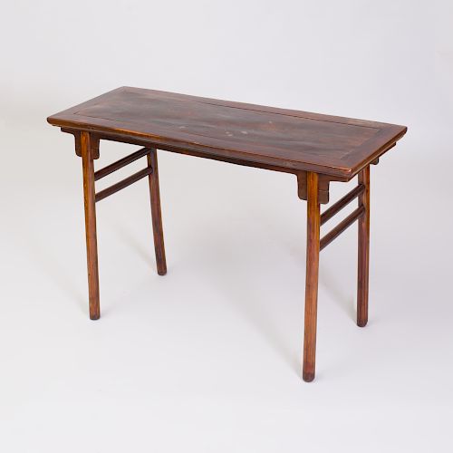 Chinese Zhazhen and Mixed Wood Recessed Leg Table