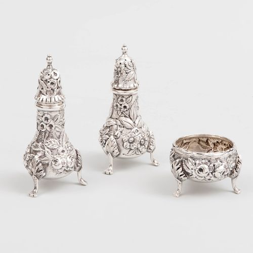 Three S.Kirk & Sons Silver Condiment Wares in the 'Rose' Pattern