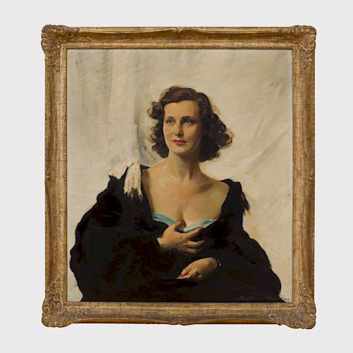 Erik Haupt (1891-1984): Portrait of a Lady in a Black Wrap