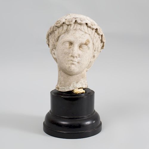 Roman Style Carved Marble Head of a Youth